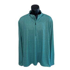 New 1764 Mens XL Green Patterned Long Sleeve Quarter-Zip Pullover Shirt